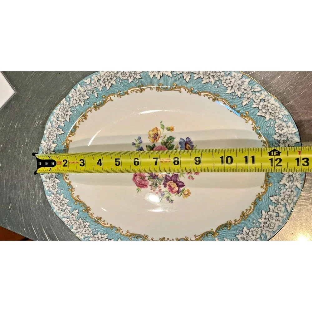 ROYAL ALBERT ENCHANTMENT platter bone china gold floral blue antique Dish Plate